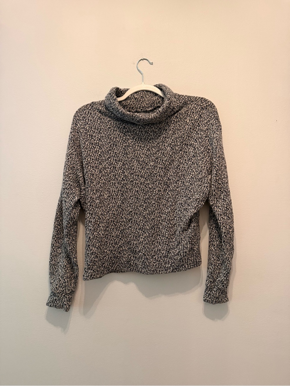 Vintage American Apparel Size Small Cowlneck Sweater - Black & White Marled